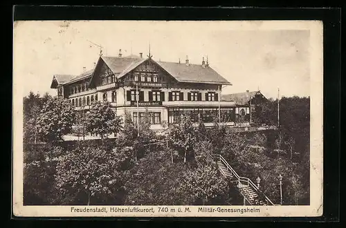 AK Freudenstadt, Militär-Genesungsheim mit Treppe am Hang