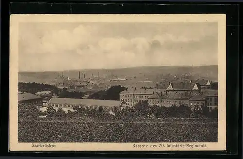 AK Saarbrücken, Kaserne des 70. Infanterie-Regiments aus der Vogelschau