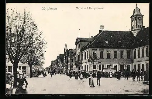 AK Göppingen, Markt und Hauptstrasse