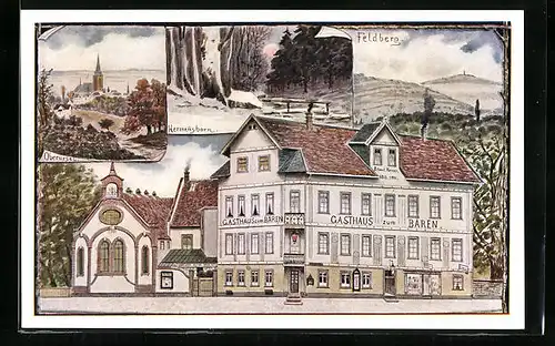 Künstler-AK Oberursel a. T., Gasthaus zum Bären, Carl Röder