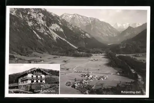 AK Ruhpolding-Zell, Gasthof Fischerwirt, Gesamtansicht