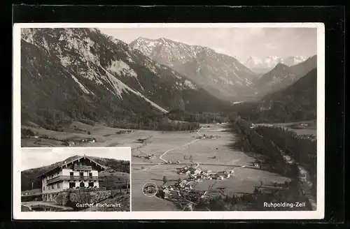 AK Ruhpolding-Zell, Gasthof Fischerwirt, Gesamtansicht