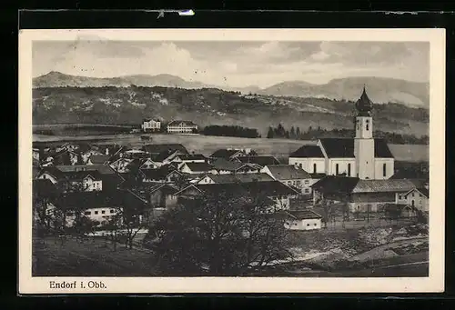 AK Endorf i. Obb., Gesamtansicht mit Kirche