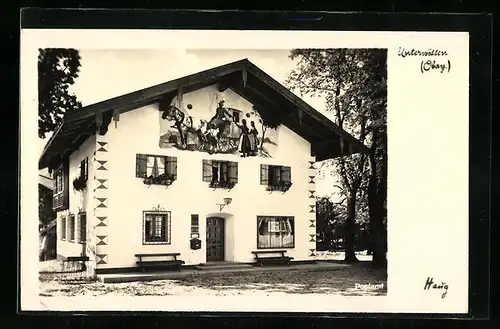 AK Unterwössen /Obay., Postamt mit Lüftlmalerei