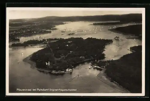 AK Berlin-Wannsee, Ortsansicht vom Flugzeug aus