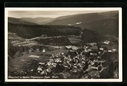 AK Sitzendorf, Ortspanorama aus der Vogelschau