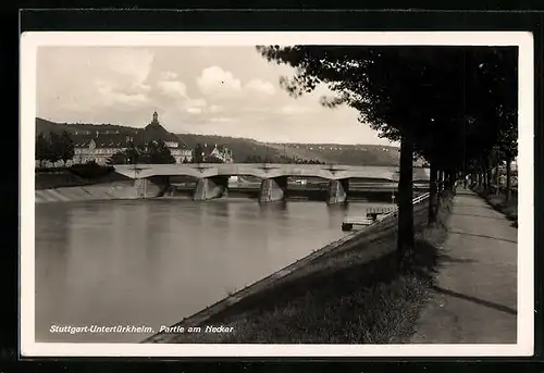 AK Stuttgart-Untertürkheim, Partie an der Neckarbrücke