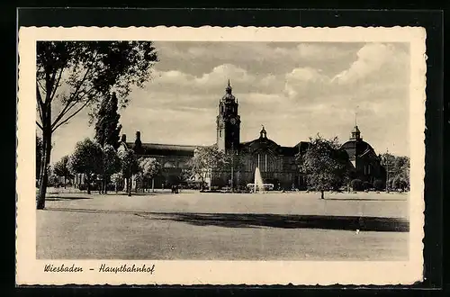 AK Wiesbaden, Blick zum Hauptbahnhof