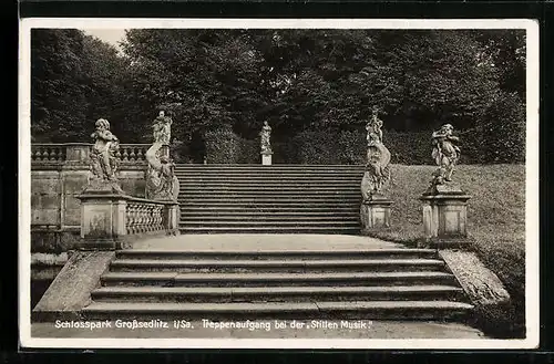 AK Grosssedlitz i. Sa., Schlosspark, Treppenaufgang bei der Stillen Musik