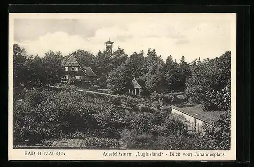 AK Bad Hitzacker, Aussichtsturm Luginsland, Blick vom Johannesplatz