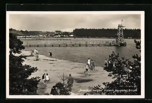 AK Neustädtel / Erzgeb., Strandbad Bergsee am Filzteich