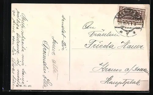 AK Weisser Pekinese in einer Spanschachtel