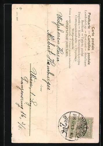 AK Aufgescheuchtes Huhn mit Osternest