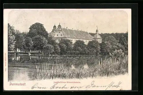 AK Darmstadt, Jagdschloss Kranichstein, Seitenansicht