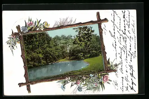 Passepartout-AK Darmstadt, Herrengarten-Partie