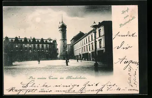 Mondschein-AK Darmstadt, Weisser Turm