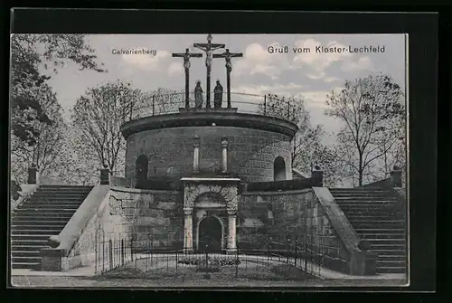 AK Kloster Lechfeld, Denkmal auf dem Calvarienberg, Vorderansicht