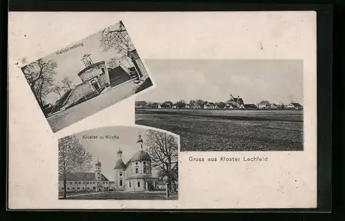 AK Kloster Lechfeld, Kalvarienberg, Kloster und Kirche