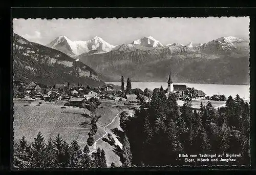 AK Sigriswil, Blick vom Tschingel auf Ort, Eiger und Mönch