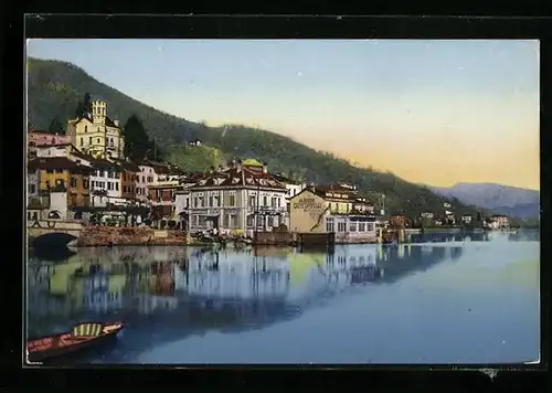 AK Ponte Tresa, Ortspartie am Luganer See mit Cafe Crivelli