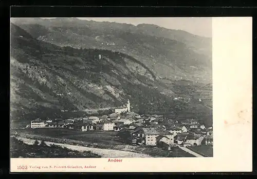 AK Andeer, Panorama vom Berg aus gesehen