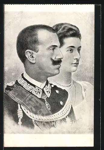 AK Victor Emanuel von Italien mit Gattin