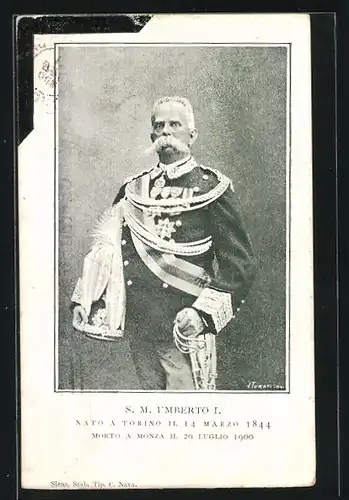 AK Umberto I. von Italien, Trauerkarte