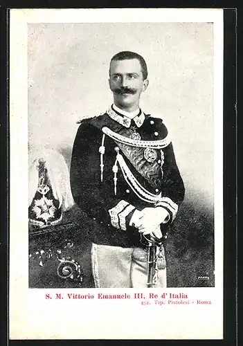 AK Victor Emanuel III., Portrait in Uniform