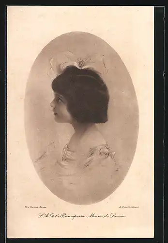 AK Prinzessin Maria di Savoia, Seitenportrait