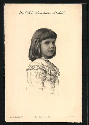 AK Mädchenportrait Prinzessin Mafalda von Italien