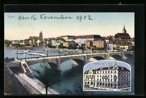 AK Basel, Hotel Bayr. Hof, Ortspanorama