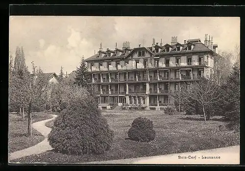 AK Lausanne, Bois-Cerf, Gebäudeansicht mit Park