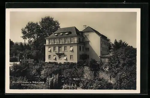 AK Rheinfelden, Hotel Ochsen und Schwanen mit Strasse