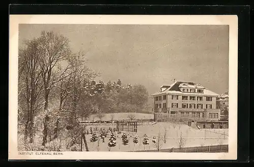 AK Bern, Institut Elfenau im Winter aus der Vogelschau