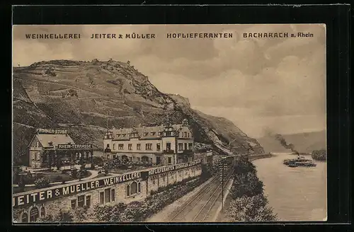 AK Bacharach a. Rhein, Blick auf die Weinkellerei Jeiter&Müller