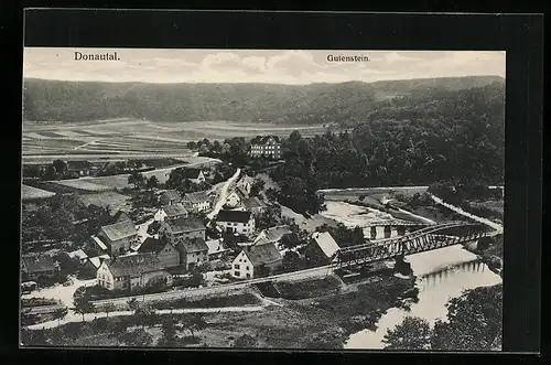AK Gutenstein, Ortsansicht mit Brücken aus der Vogelschau