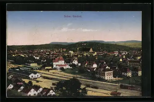 AK Schw. Gmünd, Gesamtansicht mit Bahnhof