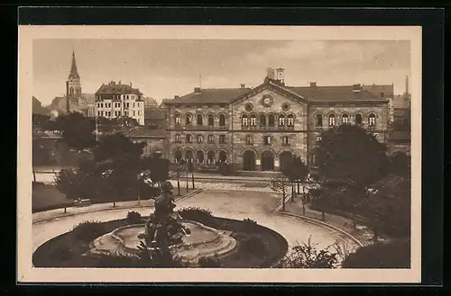 AK Fürth i. B., Hauptbahnhof mit Anlage und Strasse aus der Vogelschau