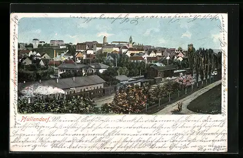 AK Pfullendorf, Bahnhofspartie mit Blick auf die Stadt