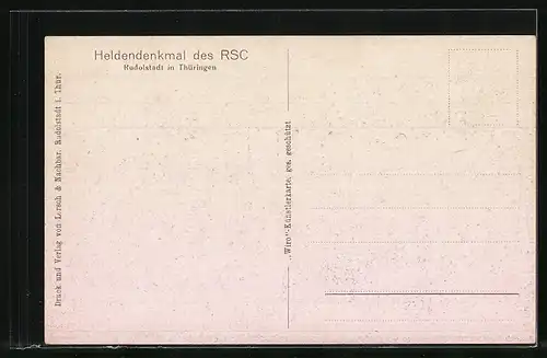 Künstler-AK Rudolstadt, Heldendenkmal des RSC