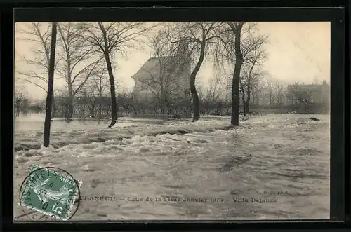 AK Verneuil, Crue de la Seine Janvier 1910, Villa Dejanzè