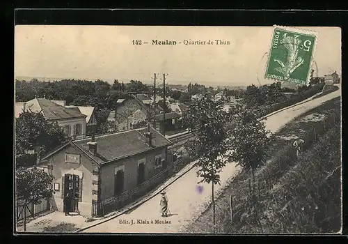 AK Meulan, Quartier de Thun, Blick auf den kleine Bahnhof