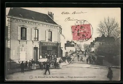 AK Connerré, Circuit de la Sarthe 1906, Virage dangereux dans Connerré