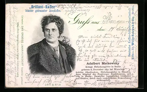 AK Schauspieler Adalbert Matkowsky im Anzug