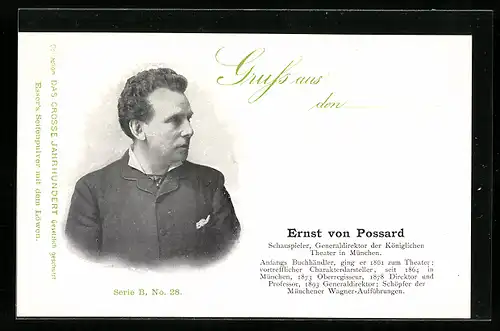 AK Schauspieler Ernst von Possart von der Seite gesehen