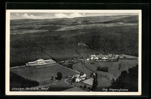 AK Adorf, Blick auf die Leipziger Heilstätte, Fliegeraufnahme