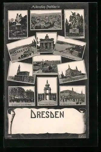 AK Dresden, Generalansicht der Stadt, Venus in der Bürgerwiese, Brühlsche Terrasse, Zwinger