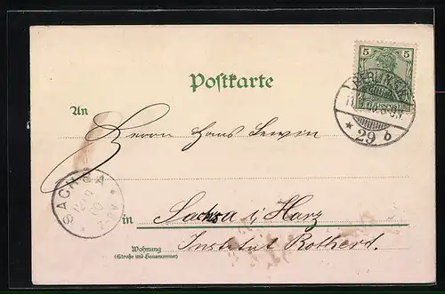 Lithographie Berlin, Rathaus, Strassenbahn