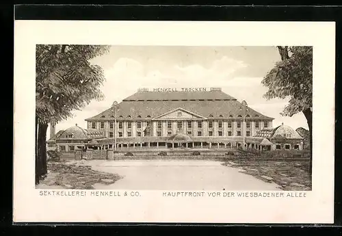 AK Biebrich b. Wiesbaden, Sektkellerei Henkell & Co., Hauptfront vor der Wiesbadener Allee