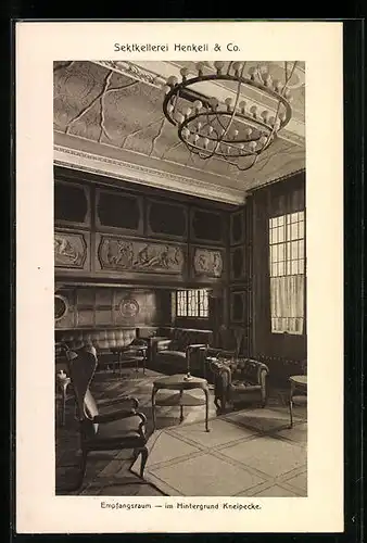 AK Biebrich, Sektkellerei Henkell & Co., Empfangsraum mit Kneipecke